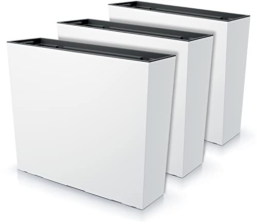 IMJ-Global Urbi Case T Lot de 3 pots de fleurs rectangulaires en plastique, 58 x 18 x 49,8 cm, au design moderne, pour intérieur et extérieur, blanc, 44 L