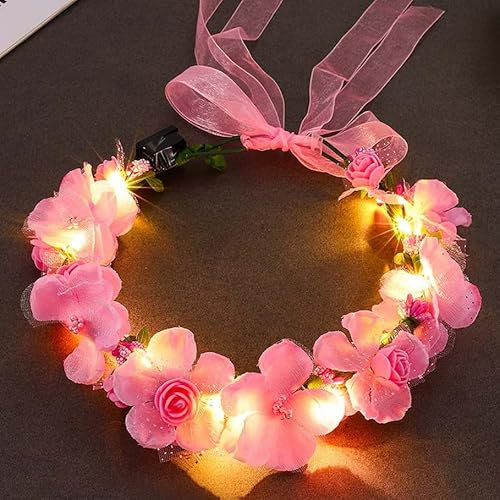Fashband Bandeau lumineux à fleurs LED pour femme (B)