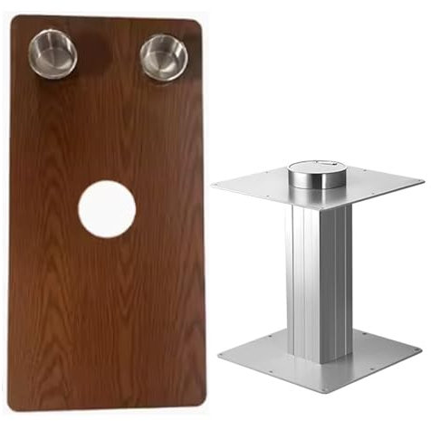 WPWSDWMX Wohnmobiltische, Hubtisch Wohnwagen 31–72 cm, 40 X 80 cm Tischplatte aus Mehrschichtigem Holz, 2 Wasserglasschlitze, Wohnmobil-modifiziert, Tischbeine fürs Bett(Brown)