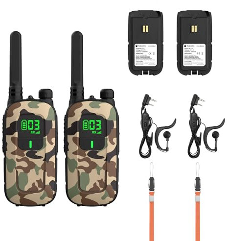 Radioddity PR-T3 Walkie Talkie für Kinder 16 Kanäle PMR446 Funkgerät für 3-12 Jahre Kinder VOX mit Taschenlampe 4KM Reichweite für Abenteuer, Outdoor, Camping, 2 Stücke