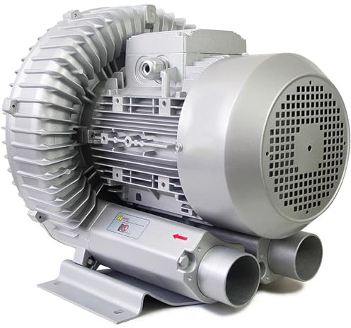 HENGCMM Souffleur régénératif 120-1500 W, Grand Flux d'air, souffleur à Anneau Vortex Haute Pression pour aération des eaux usées, Aquarium, étang à Poissons, Alliage d'aluminium, Argent,1500W/2.01HP