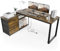TRIUMPHKEY Eckschreibtisch mit 3 Schubladen&Stauraum, 140 x 105 x 75 cm Reversible Schreibtisch l Form, L-förmiger Schreibtisch mit 2 USB-Ladeanschlüssen und 2 Steckdosen, Braun