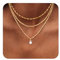 Kakonia Kette Damen – Layering Gold Halskette, 14K Goldkette mit CZ und Herz-Anhänger, Mehrreihig, Hypoallergen & Wasserfest – Verstellbarer Layering Schmuck für Frauen