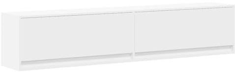 vidaXL TV Wall Cabinet with LED Lights/White Engineered Wood/Floating TV Stand/Storage/180x31x38 cm/Living Room/Bedroom