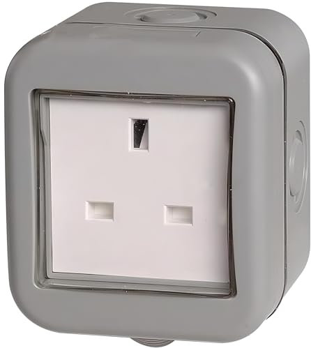 AMK® BG Weatherproof IP55 13 Amp Unswitched 1 Gang Socket Single Outdoor Socket Weather Resistant Safe Power Access