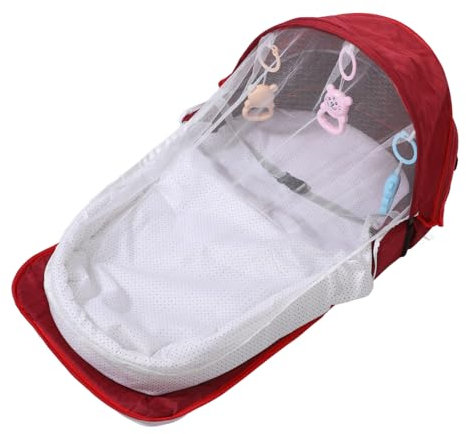 JOINPAYA Reisebett Tragbar Faltbar Mit Moskitonetz Und Sonnendach Robustes Leichtes Babybett Für Camping Und Outdoor-aktivitäten Stylisches Rotes Design Einfach Zu Transportieren Lagern