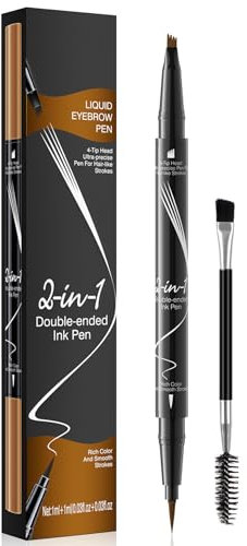 Augenbrauenstift - Wasserfester Microblading Eyebrow Pen 2-in-1 Dual-Ended 3d Augenbrauenstift mit 4 Gabelspitzen für einen natürlichen Look und ein langanhaltendes Ergebnis
