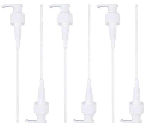 Minnhua 6 Pièces Pompe Savon avec 6 Pailles Découpables, Distributeur Savon Liquide pour 25 mm Flacon Pompe Vide, Distributeur Liquide Vaisselle, Distributeur de Savon Maisons, Hôtels (Laiteux)