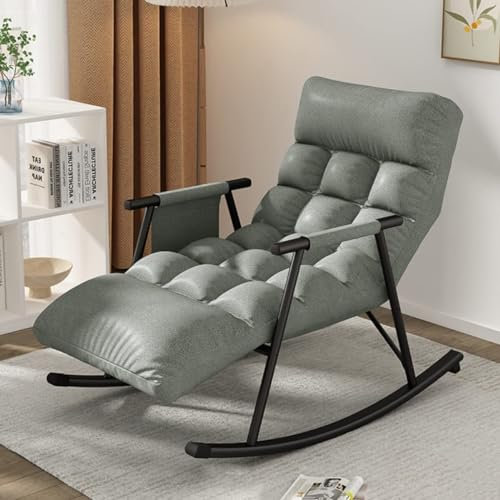 Modern Glider Schaukelstuhl für Wohnzimmer, Schlafzimmer, Lounge, Sofa, Sessel mit Seitentaschen, Hellgrau A
