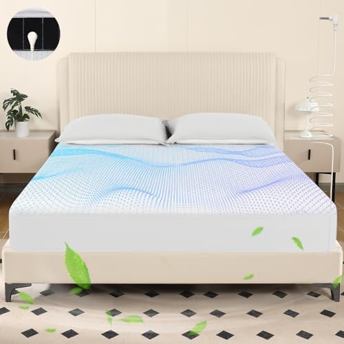 OneAmg Erdungsbettlaken,152x203x38cm Erdungsmatte mit EU Erdungskabel 10% Silberfaser und 90% Bio-Baumwolle Grounding Bed Sheet für Verbesserten Schlaf (Queen Weiß)