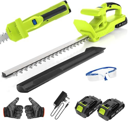 VOERJIA 20” Cordless Hedge Trimmers, 2 * 2000mAh Battery Hedge Trimmer, 21V Hedge Trimmer Cordless, 50cm Dual Action Blade, 750W Hedge Cutter For Garden、Shrubs And Border Plants