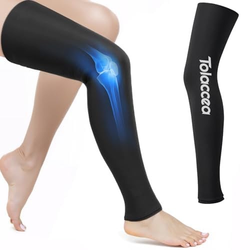 Tolaccea Pack de Froid pour Jambe Complète avec Couverture 360° – Compresse Réutilisable avec Gel pour Soulager la Douleur & la Récupération Musculaire – Manchon de Froid pour Pied, Mollet, Cuisse