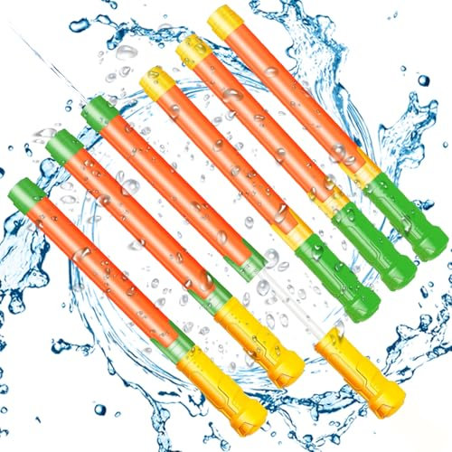 6Pcs Wasserpistolen für Kinder, Wasserkanone mit Wassertank, Wasserpistole Spielzeug, Spritzpistole mit Groß Reichweite, Super Wasserblaster, Wasserspritzpistole für Strand, Garten und Freizeit