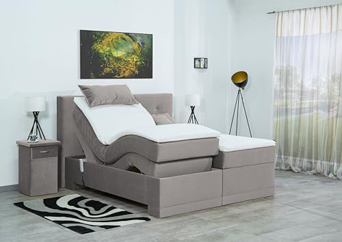 Boxspringbett Lapi 240x220, VS-Silbergrau, 7-Zohnen Taschenfederkernmatratze, Ergoflex - Inklusive Aufbau - Deutscher Hersteller
