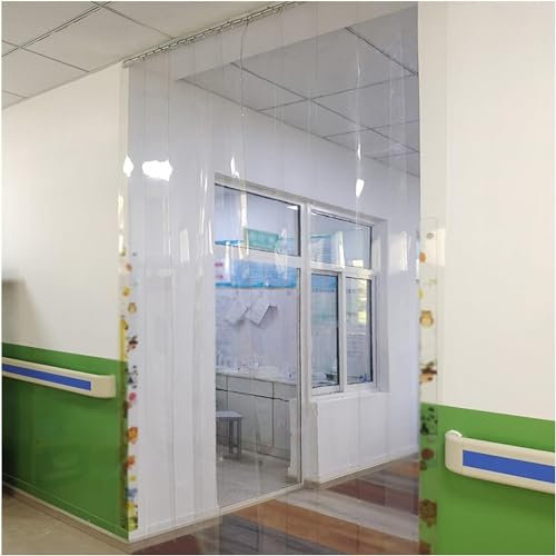 PVC Refrigeration Strip Curtain Door Strip, Hanging Push-Pull Partition Door Curtain, Warehouse Garage Folding Waterproof Clear Roller Shutter, Customizable for catering and cold rooms.(1.6mm 2.8X2M)