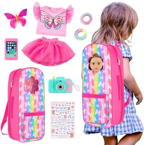 UNICORN ELEMENT 9 Items 18 inch Girl Doll Carrier Backpack Accessories