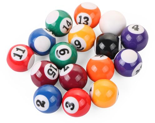 EVERMARKET 16-Piece Mini Billiard Balls Set – 25mm (0.98) Small Pool Balls for Table Games, Travel & Family Fun