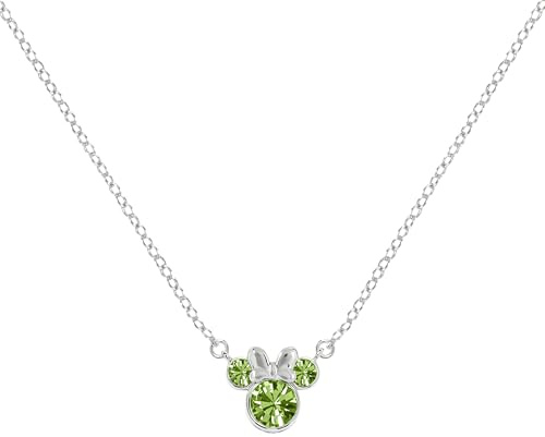 STERLING SILVER 925 MINNIE MOUSE AUGUST BIRTHSTONE CRYSTAL NECKLACE