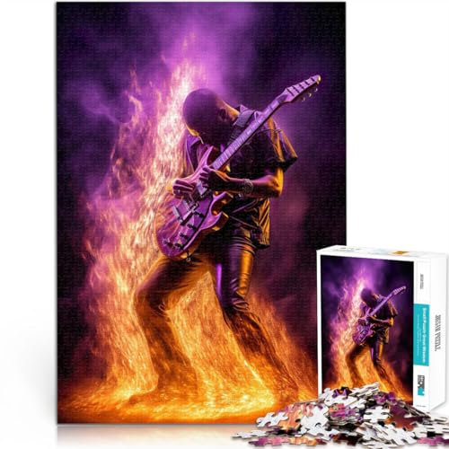 Heavy-Metal-Gitarrist 1000-teiliges Puzzle für Erwachsene Spielspielzeug passendem Poster und Quizblatt 38x26cm