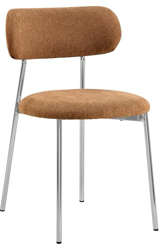 AC Design Furniture Esther Esszimmerstuhl, Apia Stoff Terracotta 272 FR, Gestell Chrom Stahl, Colli 2 Stück