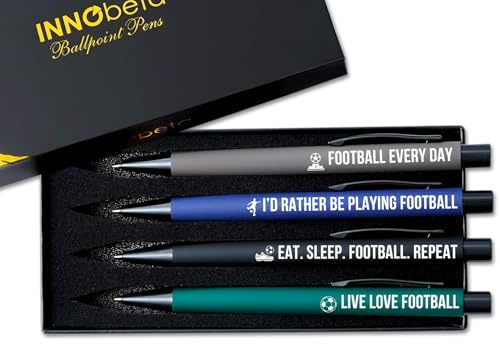 INNObeta Football Gifts for Boys Men Girls, Ballpoint Pen Set of 4, Gift Ideas for Football Lovers on Birthday, Christmas