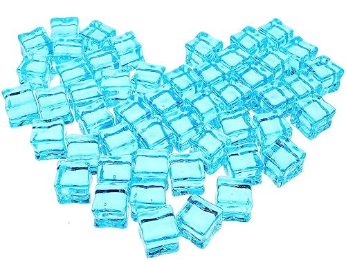 Warmhm Lot de 50 Glaçons Transparents en Forme De Poisson Réutilisables Carrés Lavables en Plastique Bleu Ciel