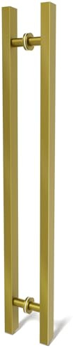 LVYIHAN 90cm Titanium Gold Square Barn Door Pull Handle Double Sided | Heavy Duty 304 Stainless Steel, 70 cm Hole Spacing, Fits 2 cm-5 cm Thick Barn, Front Entry, Sliding & Exterior Doors