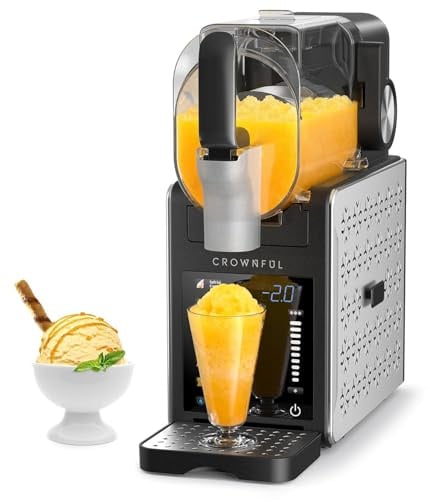 Crownful Máquina de Granizados, Batidos y Heladera Suave, 6 Modos Inteligentes, Modo 24h con movimiento continuo, Ciclo de autolimpieza de 15 min, Ideal para la vida/fiesta de verano