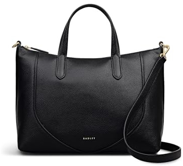 RADLEY London Wood Park Damen-Ledergriff, mittelgroß, Reißverschluss oben, Schwarz , Medium