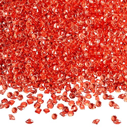 TOAOB 12000 Pieces 3 mm Red Acrylic Crystals Diamonds Table Shaker Confetti Clear Rhinestones for Table Decoration Wedding Bridal Decoration Vase Beads