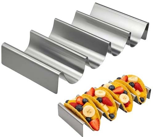 Taco-Halter aus Edelstahl,Breite Taco Ständer Tortilla Halter für Tacos Sandwiches Würste behalter,Hot Dog Halter Ständer U-förmiges Taco Rack Dino für Tacos, Sandwiches, Brot, Hot Dogs und Waffeln
