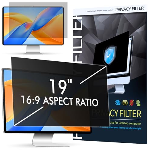 LAMA Filtre de confidentialité universel 19 pour écran d'ordinateur 19 (16:10), anti-lumière bleue/anti-reflet/UV Privacy 19 (409 mm x 256,5 mm), informations/protection des yeux