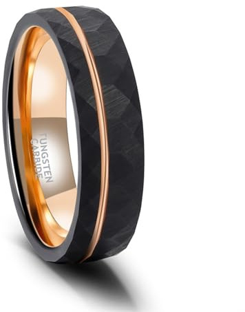 Grewod Alliance Homme et Femme en Tungstène, Bicolore Brossé avec Rainure 4mm/6mm/8mm Bijoux Bague Taille 49-74