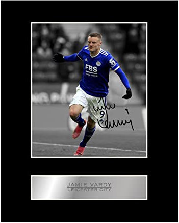 Iconic pics Jamie Vardy Digitally Signed Mounted Photo Display LC Autographed Picture Print