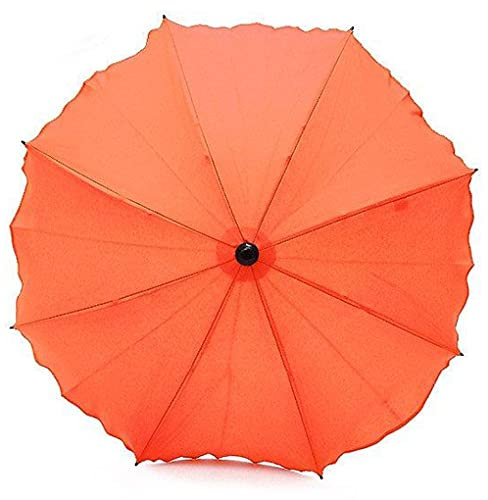 Best For Kids Universal Kinderwagenschirm NEUSTE TECHNIK Höchster UV Schutz Standard 801 - Sonnenschirm und Regenschirm für Kinderwagen, biegsam und einklappbar, viele Farben zur Auswahl (Orange)