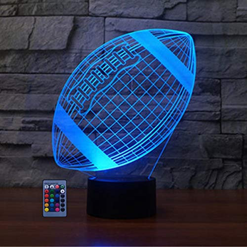 HPBN8 Ltd Kreative Rugby Nacht Licht Lampe Fernbedienung USB Power 7/16 Farben 3D LED Lampe Formen Kinder Schlafzimmer Geburtstag Weihnachten Geschenke