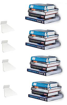 Ducomi Mensola Invisibile per Libri - Scaffale a Scomparsa per Arredare la Vostra Casa con Stile ed Eleganza (Set of 4, White)