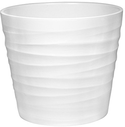 Dehner Übertopf Wave, Ø 29 cm, Höhe 25 cm, Keramik, weiß