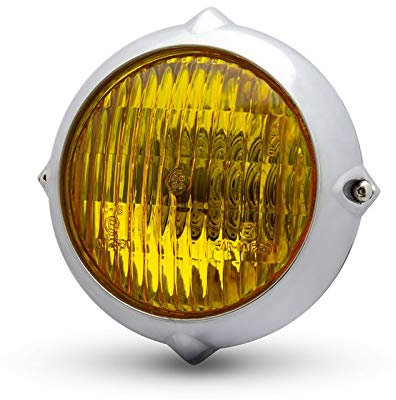 Alchemy Parts 5.5 Frontscheinwerfer für Retro Individuell Projekt - Poliert mit Gelb Linse