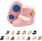 Stivaletti Invernali con Bottoni Design per Bambini Fondo Morbido Antiscivolo Stivali da Neve Bambino Cotone Piatto Pelliccia Scarpe Calde (12-18 mesi, Rosa)