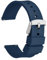 WOCCI 14mm Silikon Gummi Uhrenarmband mit Silberner Schnalle, Schnellverschluss Armband für Damen und Herren (Navy Blau)