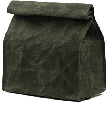 Wasserdichte und wiederverwendbare Lunch-Tasche mit Klettverschluss, umweltfreundliche Mittagessen-Tasche aus gewachstem Segeltuch, Weiche Haptik