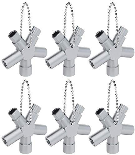 ABSINA Universalschlüssel mit 4 Profile 6er Pack - Dreikantschlüssel Vierkantschlüssel Schaltschrankschlüssel Vierkant Dreikant - Universal Schlüssel für gängige Schränke & Absperrsysteme
