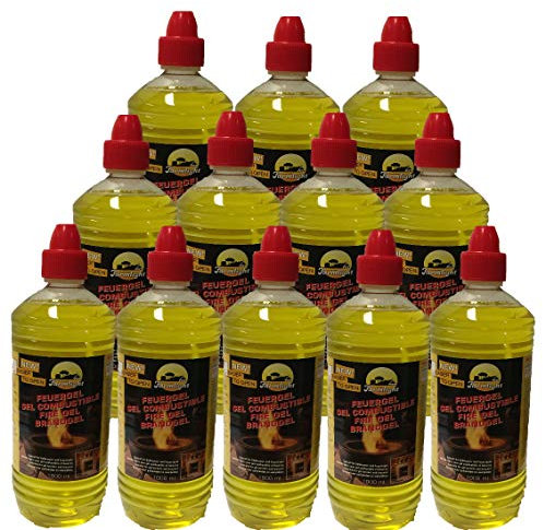 Farmlight Lot de 12 bouteilles de gel combustible de 1 l pour cheminée au gel, à l'éthanol, Jaune