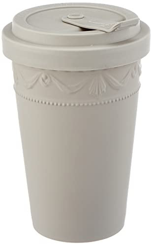 KPM Berlin KURLAND To-Go Becher 0,35l, Porzellan-Becher, Kaffeebecher 13 cm, Teebecher, Handmade im Geschenkkarton (Grau matt)