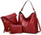 Pahajim Sac à Main et Portefeuille Ensemble Sacs à Main pour Femmes Sac à Bandoulière en Cuir PU Grand Sac Hobo Sacs pour Dames Cadeaux pour Filles Sacs à Provisions(Rouge)