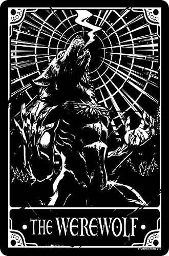 Deadly Tarot The Werewolf Kleines Blechschild Schwarz 10x15cm
