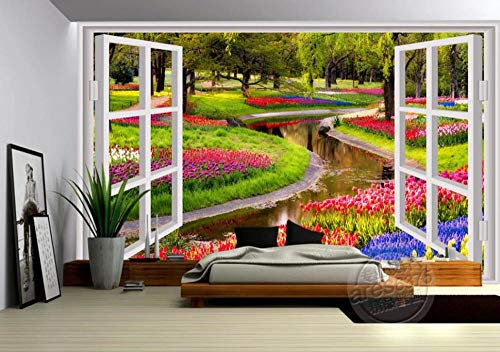 Papel Pintado 3D Flor Del Bosque Del Paisaje Exterior Fotomural 3D Papel Tapiz Moderno Papel Pintado Pared Dormitorio 350cmX250cm