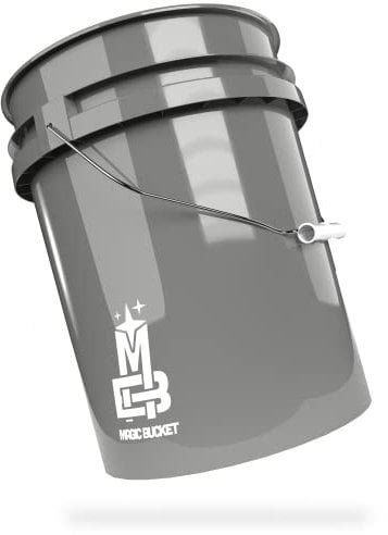 MAGIC BUCKET | Wascheimer für Auto Handwäsche Grau | 5 US GALLONEN ca. 20 Liter | kompatibel mit Grit Guard, Detail Guardz Dirt Lock, Chemical Guys Dirt Trap, Gamma Lids