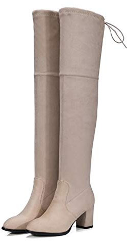 MiduoHu Stivali Elastici in Camoscio Smerigliato, Stivali Alti sopra Il Ginocchio con Tacco Alto E Punta A Punta da Donna, Stivali Alti Stringati Regalo Natale Donna alla Moda High Heels